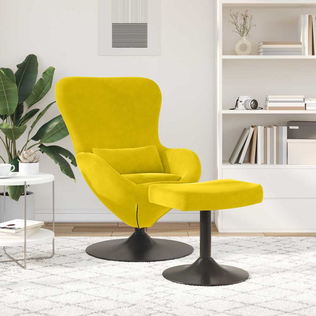 vidaXL Eierstuhl mit Fußhocker Gelb 63 x 73 x 90 cm Samt