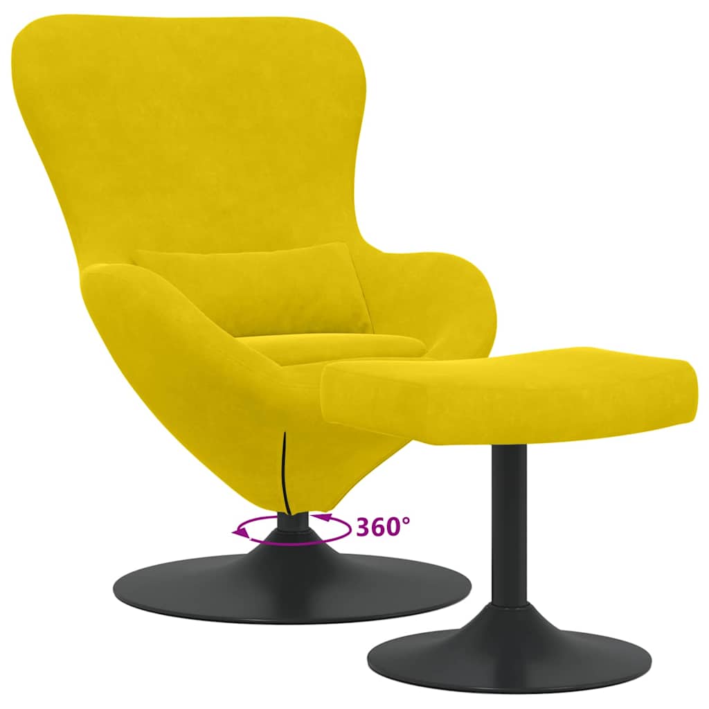 vidaXL Eierstuhl mit Fußhocker Gelb 63 x 73 x 90 cm Samt