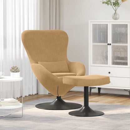 vidaXL Eierstuhl mit Fußhocker Braun 63 x 73 x 90 cm Samt