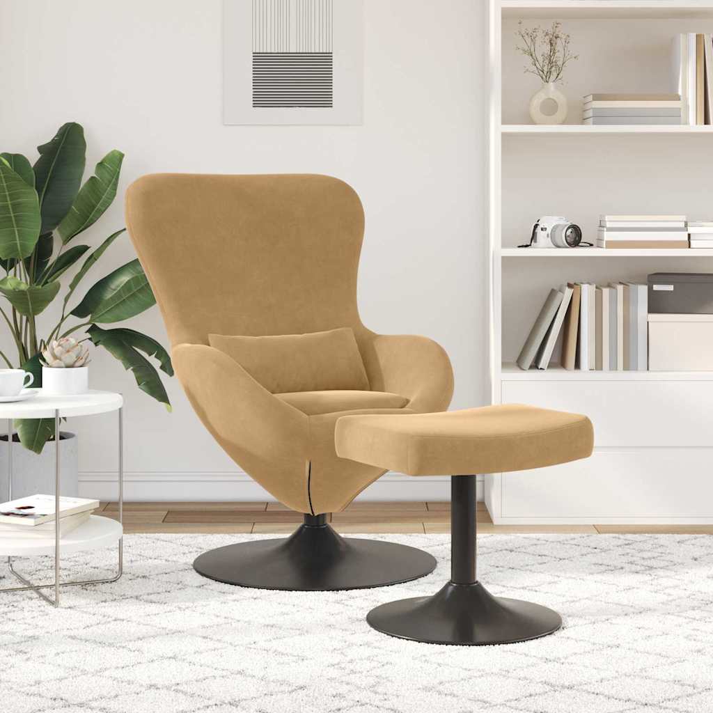 vidaXL Eierstuhl mit Fußhocker Braun 63 x 73 x 90 cm Samt