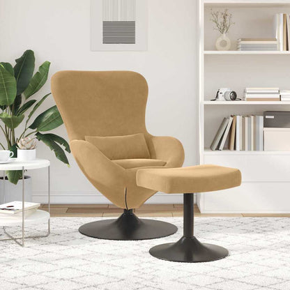 vidaXL Eierstuhl mit Fußhocker Braun 63 x 73 x 90 cm Samt