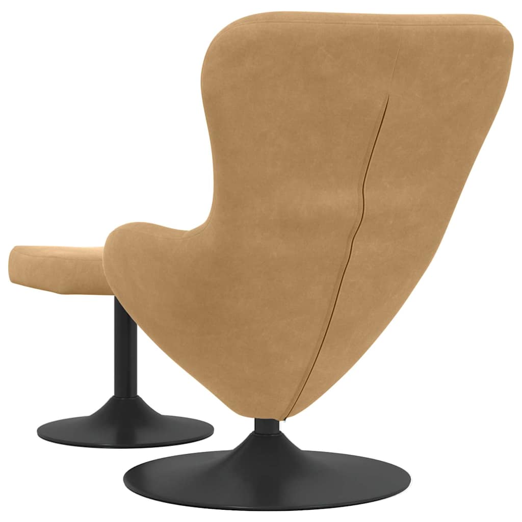 vidaXL Eierstuhl mit Fußhocker Braun 63 x 73 x 90 cm Samt