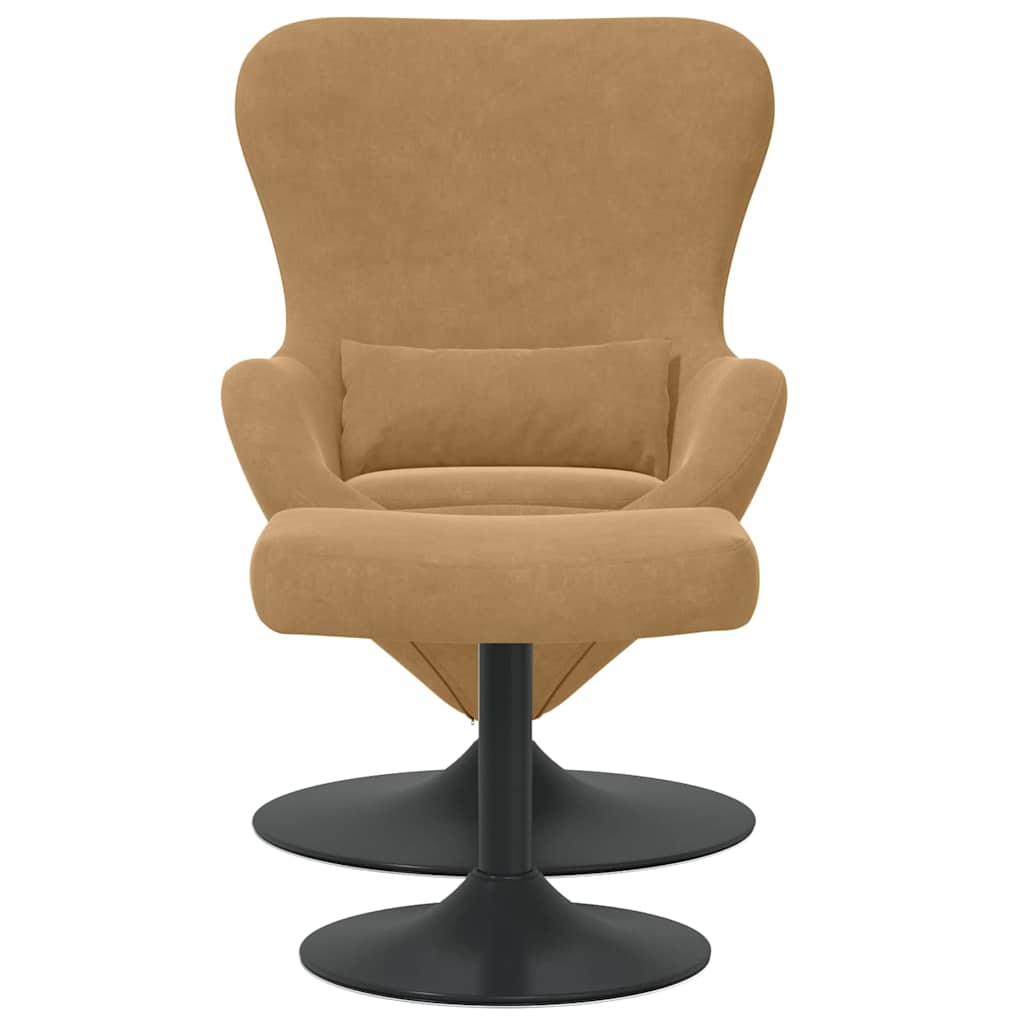 vidaXL Eierstuhl mit Fußhocker Braun 63 x 73 x 90 cm Samt