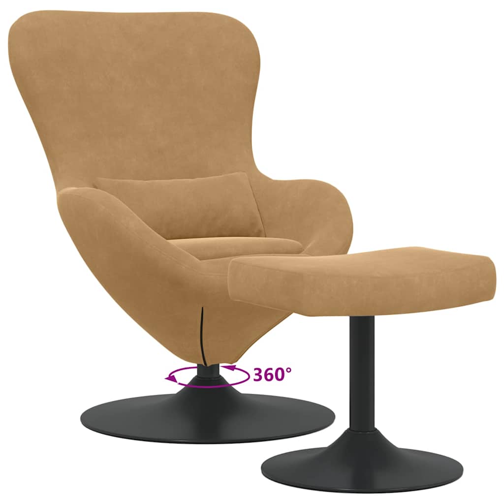 vidaXL Eierstuhl mit Fußhocker Braun 63 x 73 x 90 cm Samt