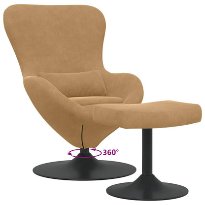vidaXL Eierstuhl mit Fußhocker Braun 63 x 73 x 90 cm Samt
