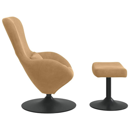 vidaXL Eierstuhl mit Fußhocker Braun 63 x 73 x 90 cm Samt