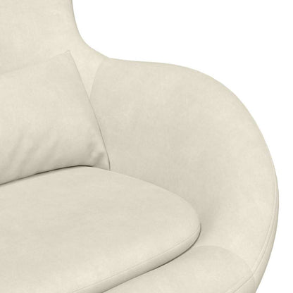 vidaXL Eierstuhl mit Fußhocker Creme Samt