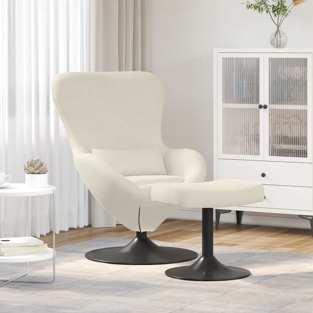 vidaXL Eierstuhl mit Fußhocker Creme Samt