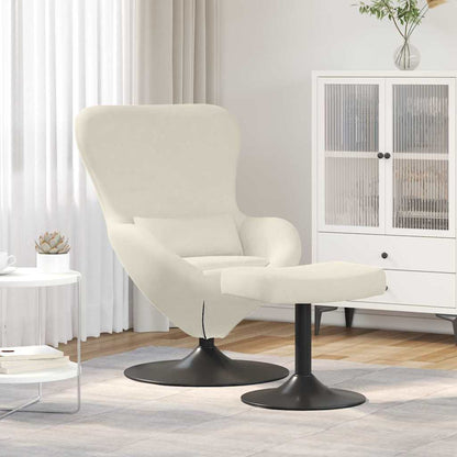 vidaXL Eierstuhl mit Fußhocker Creme Samt