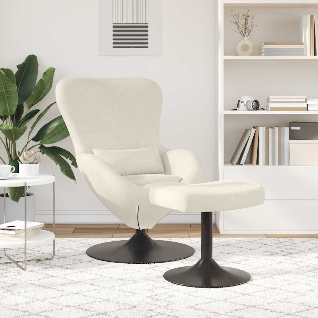 vidaXL Eierstuhl mit Fußhocker Creme Samt