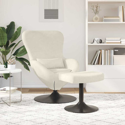 vidaXL Eierstuhl mit Fußhocker Creme Samt