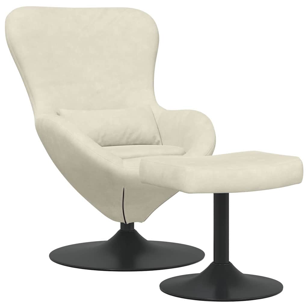vidaXL Eierstuhl mit Fußhocker Creme Samt