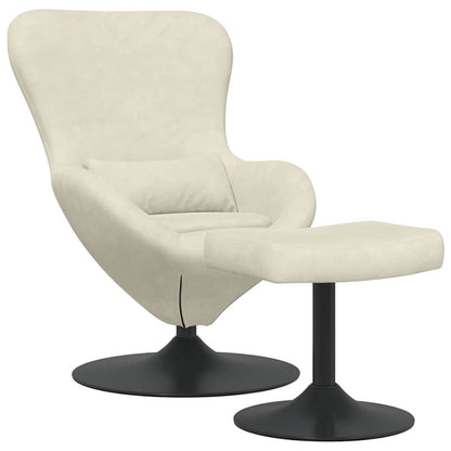 vidaXL Eierstuhl mit Fußhocker Creme Samt
