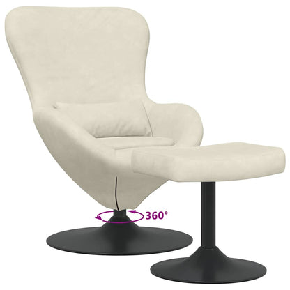 vidaXL Eierstuhl mit Fußhocker Creme Samt