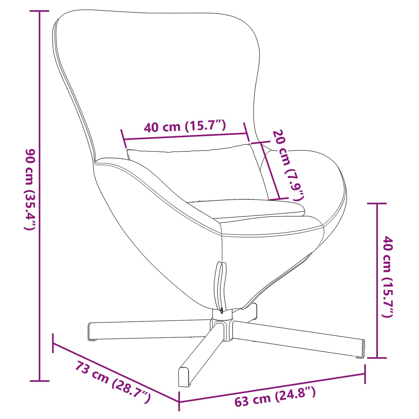 vidaXL Eiersessel Schwarz 63 x 73 x 90 cm Samt