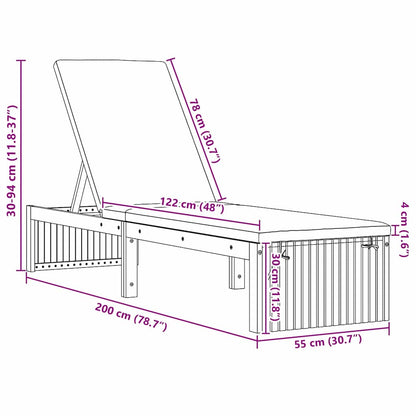 Sonnenliege Öl-Natur 200 x 55 x 94 cm Massivholz Akazie