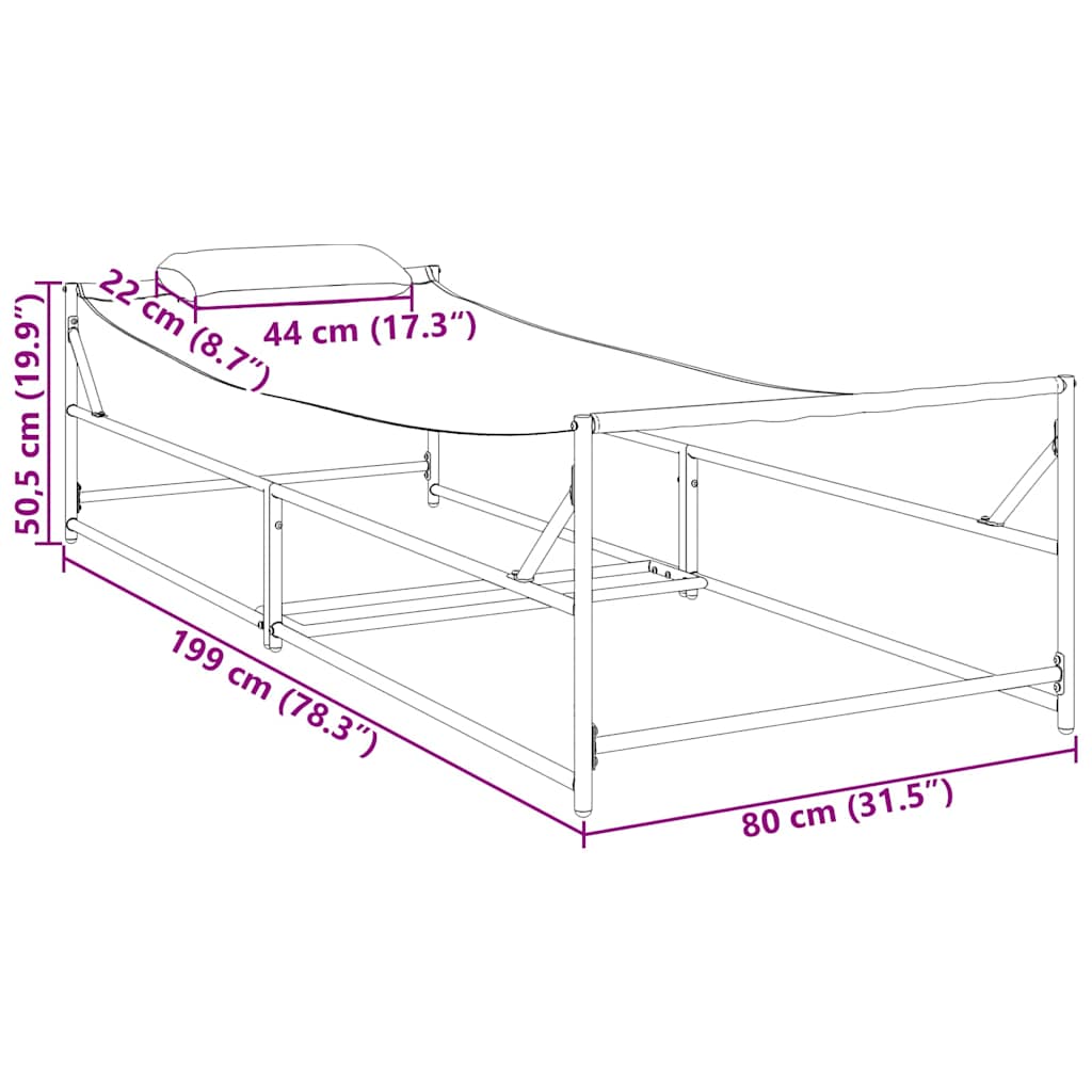 Gartenliegestuhl 2 pcs Schwarz Pulverbeschichteter Stahl