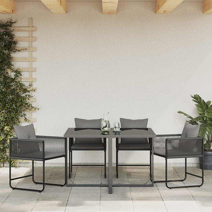 vidaXL Stuhl mit Kissen 4 pcs Schwarz und Anthrazit PE-Rattan