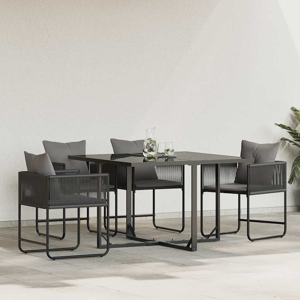 vidaXL Stuhl mit Kissen 4 pcs Schwarz und Anthrazit PE-Rattan