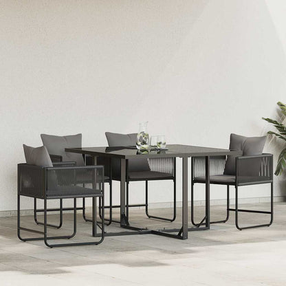 vidaXL Stuhl mit Kissen 4 pcs Schwarz und Anthrazit PE-Rattan