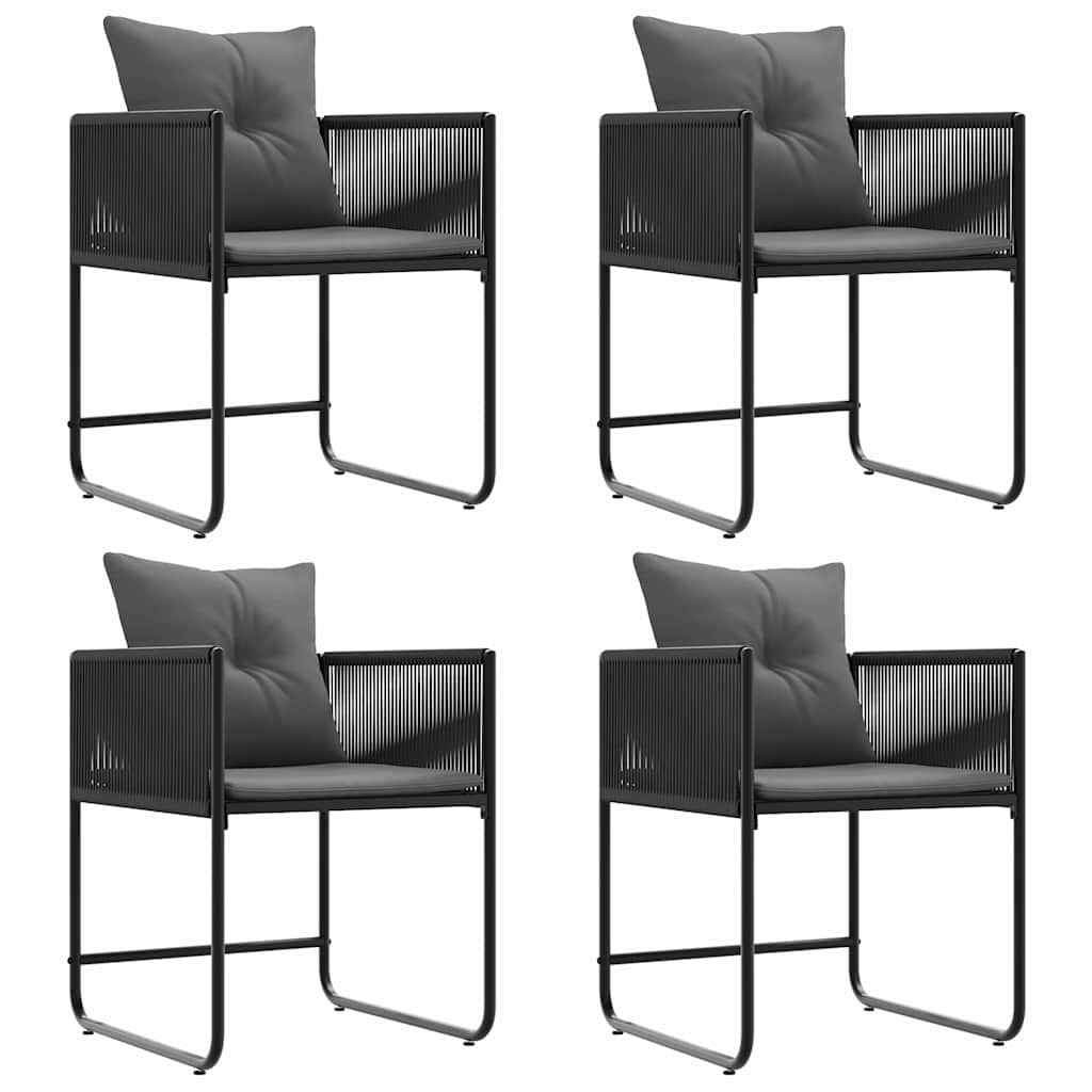 vidaXL Stuhl mit Kissen 4 pcs Schwarz und Anthrazit PE-Rattan