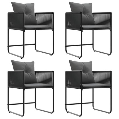 vidaXL Stuhl mit Kissen 4 pcs Schwarz und Anthrazit PE-Rattan