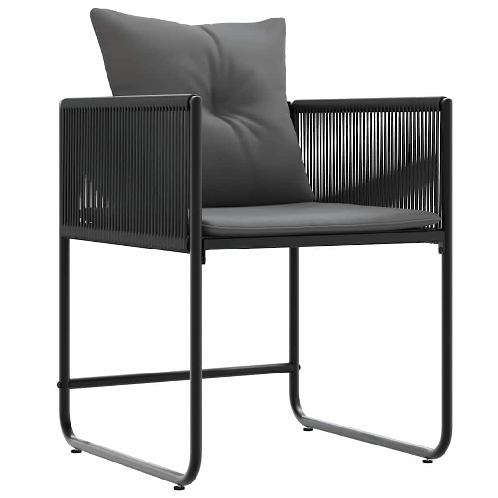 vidaXL Stuhl mit Kissen 4 pcs Schwarz und Anthrazit PE-Rattan