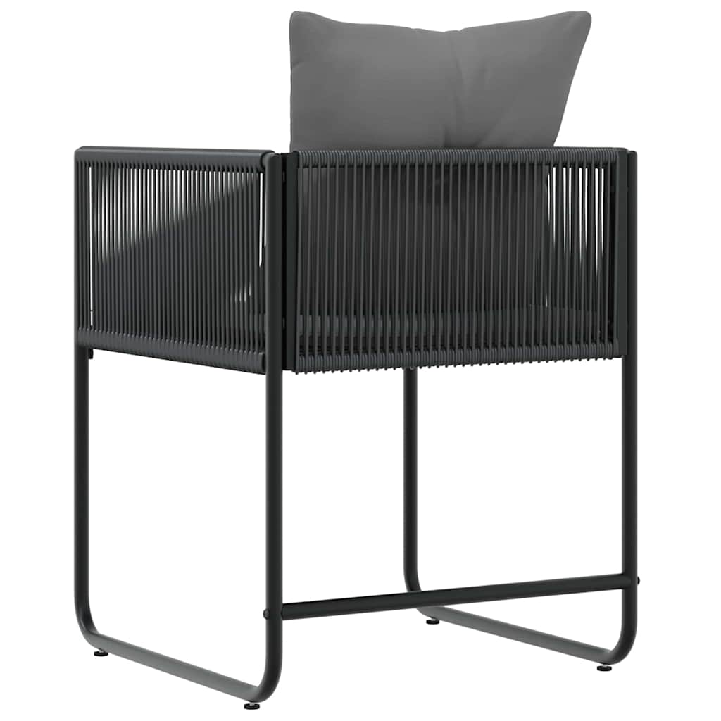 vidaXL Stuhl mit Kissen 4 pcs Schwarz und Anthrazit PE-Rattan