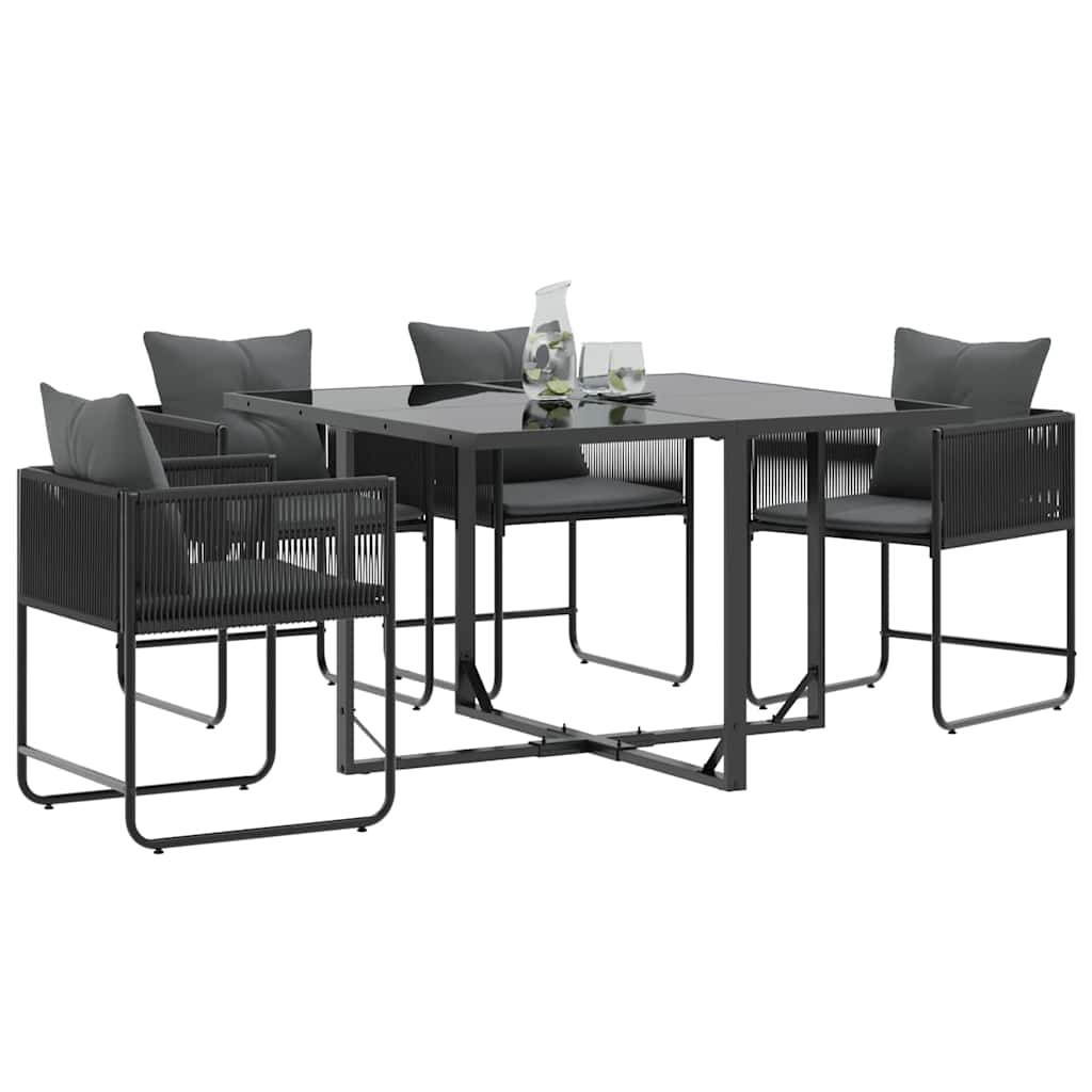 vidaXL Stuhl mit Kissen 4 pcs Schwarz und Anthrazit PE-Rattan