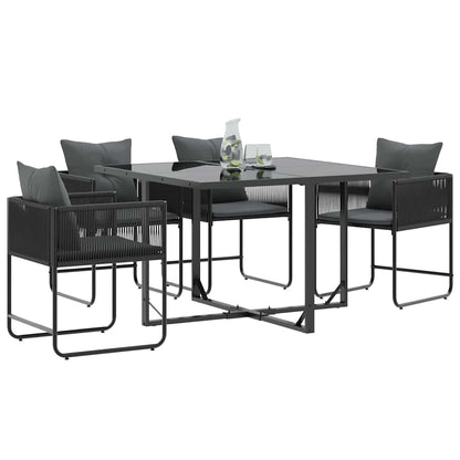 vidaXL Stuhl mit Kissen 4 pcs Schwarz und Anthrazit PE-Rattan