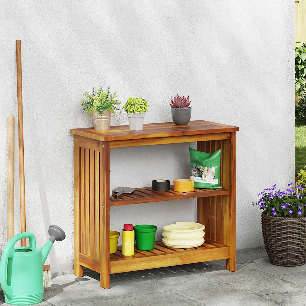 Garten-Schrank mit Regal Natur 75 x 35 x 70cm Massivholz Akazie