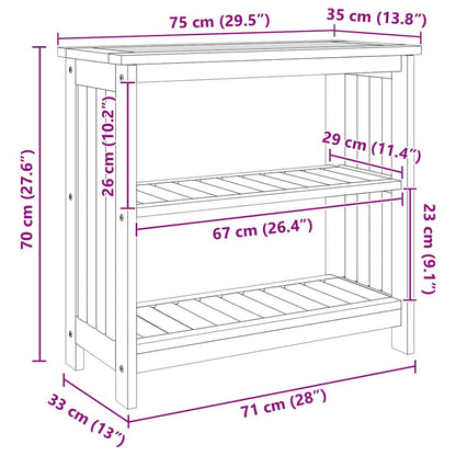 Garten-Schrank mit Regal Natur 75 x 35 x 70cm Massivholz Akazie