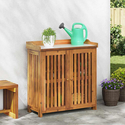 vidaXL Garten-Schrank Natur 93 x 41,5 x 98 cm Massivholz Akazie