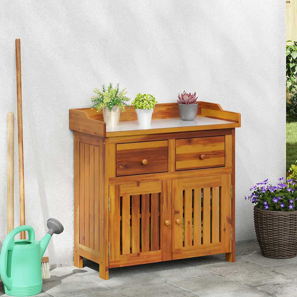 vidaXL Garten-Schrank Natur 78 x 36,5 x 78 cm Massivholz Akazie