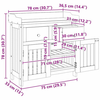 vidaXL Garten-Schrank Natur 78 x 36,5 x 78 cm Massivholz Akazie