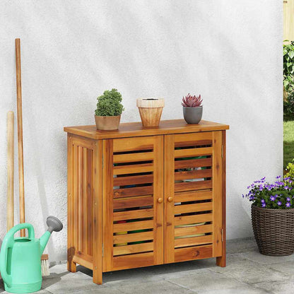 vidaXL Garten-Schrank mit Regal Natur 75 x 35 x 70cm Massivholz Akazie