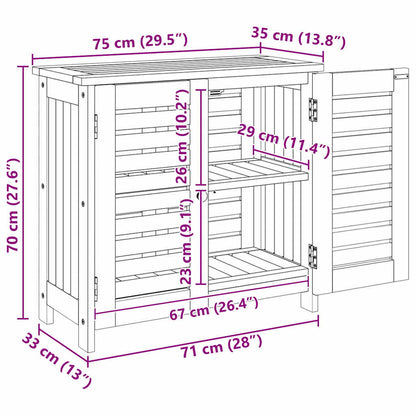 vidaXL Garten-Schrank mit Regal Natur 75 x 35 x 70cm Massivholz Akazie