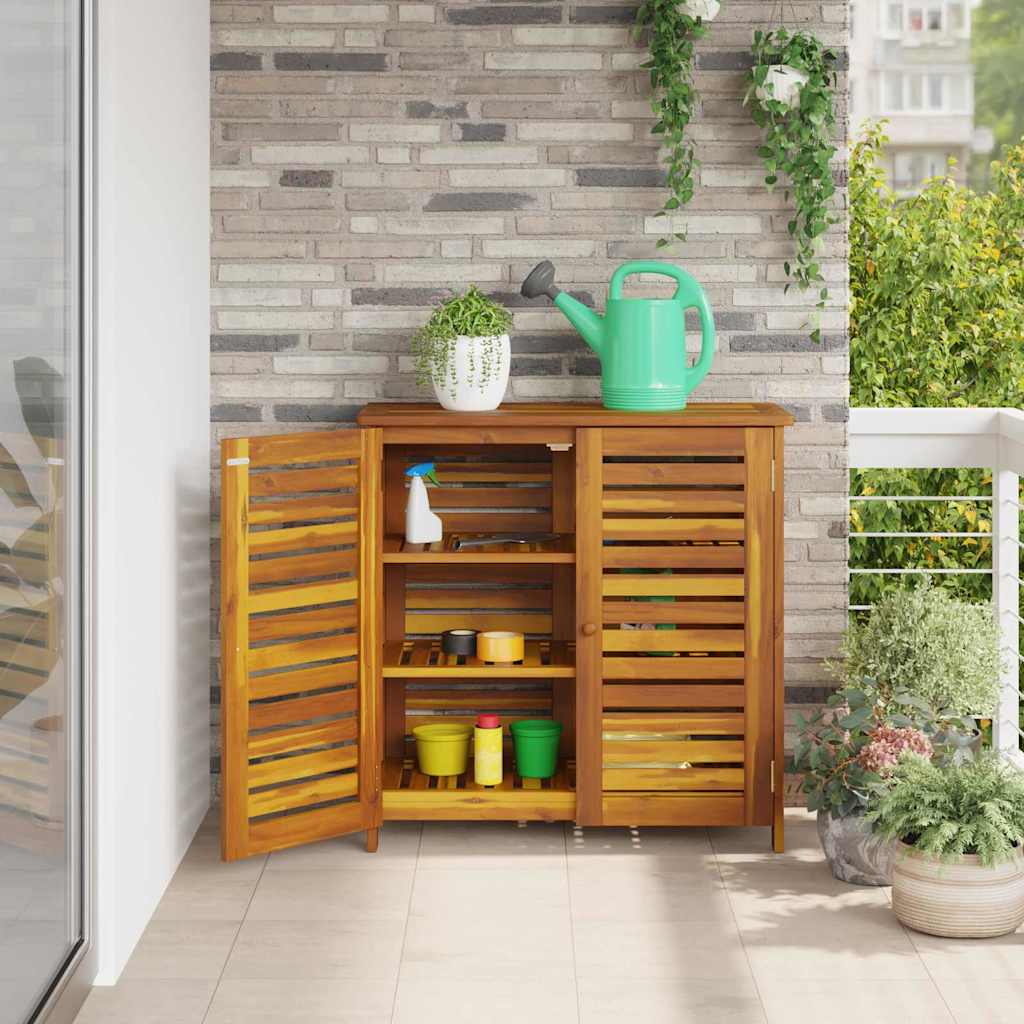 vidaXL Garten-Schrank mit Regal Natur 90 x 40 x 90cm Massivholz Akazie