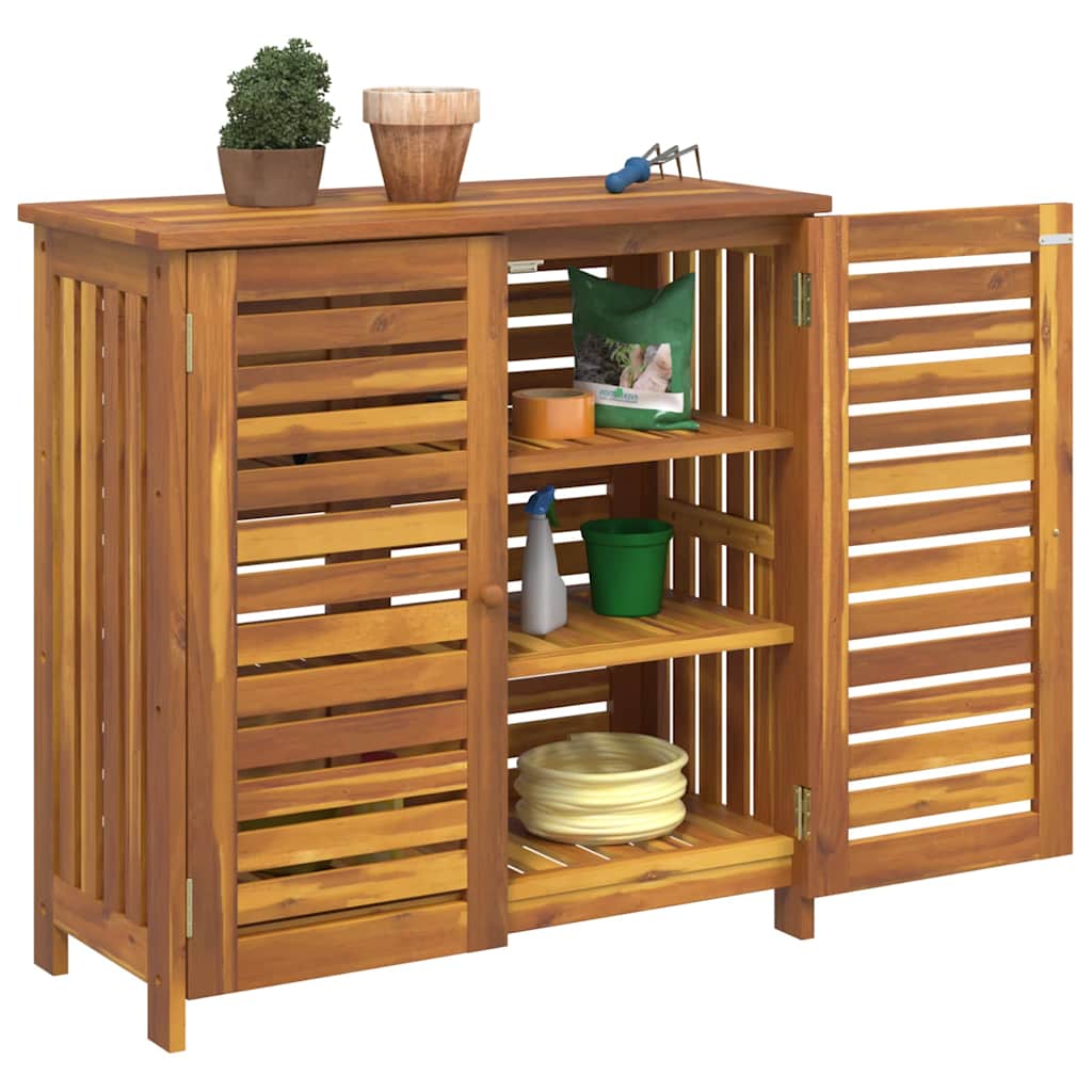 vidaXL Garten-Schrank mit Regal Natur 90 x 40 x 90cm Massivholz Akazie