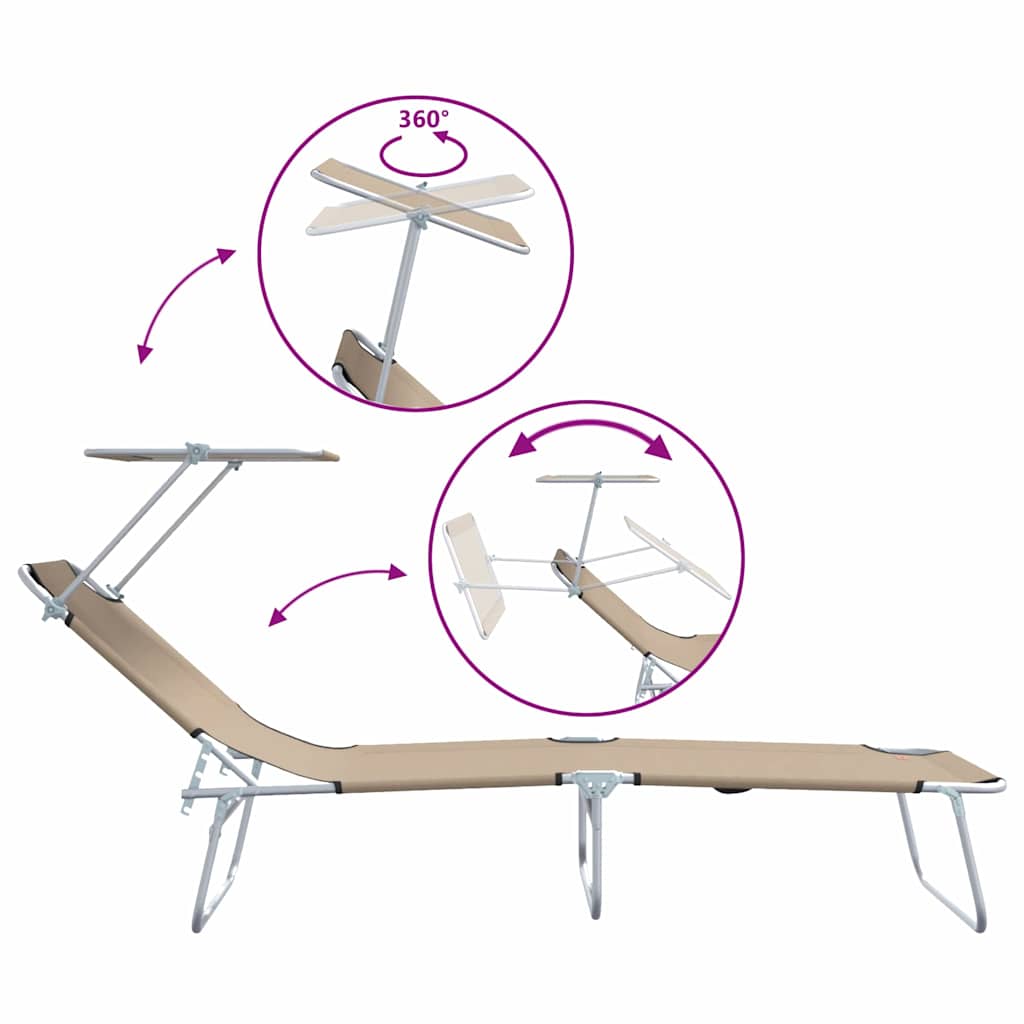 Sonnenliege 2 pcs Taupe 58 x 188 x 77cm Polyester