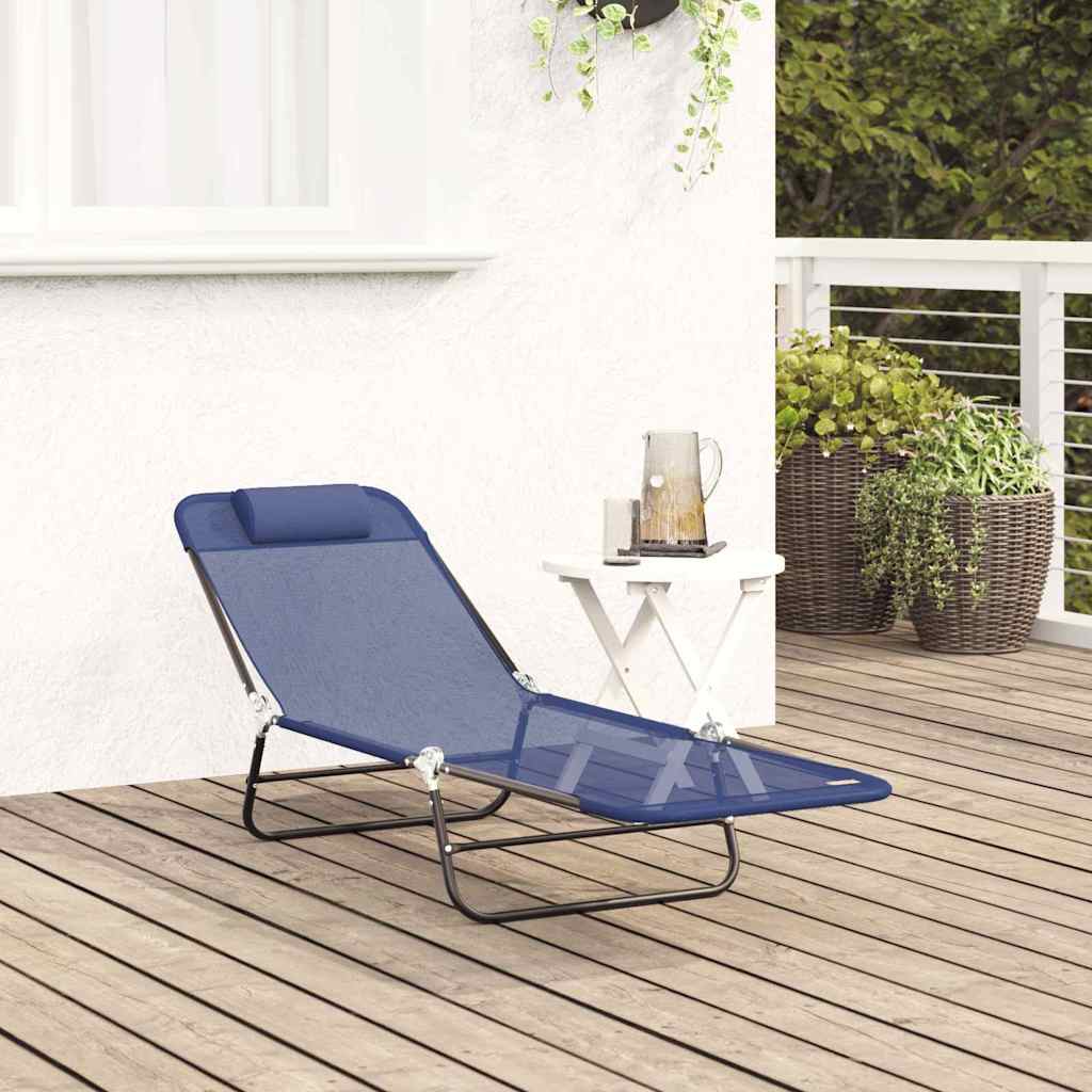 Klappbare Sonnenliege Marineblau 182 x 55 x 85,5 cm Textilene