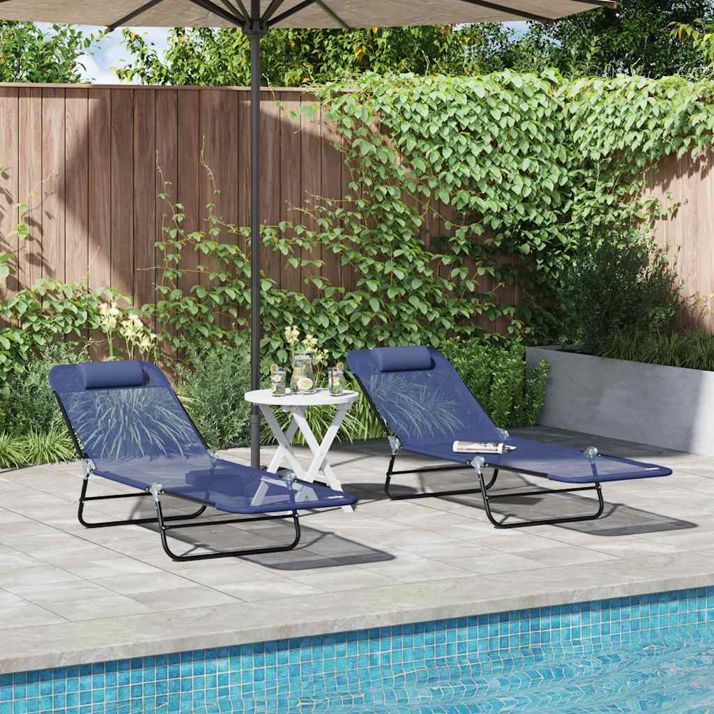 Klappbare Sonnenliege 2 pcs Marineblau 182 x 55 x 85,5 cm