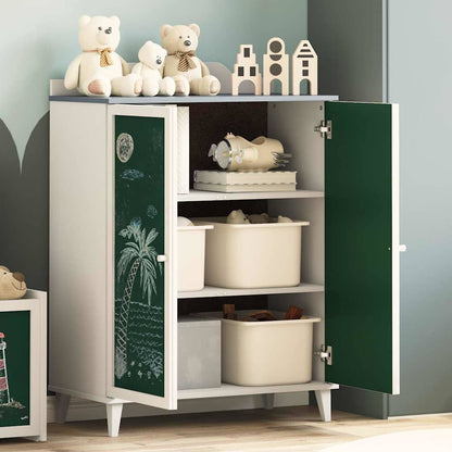 vidaXL Schrank mit zwei Türen und Tafel-Front ROROS Grau und Weiß