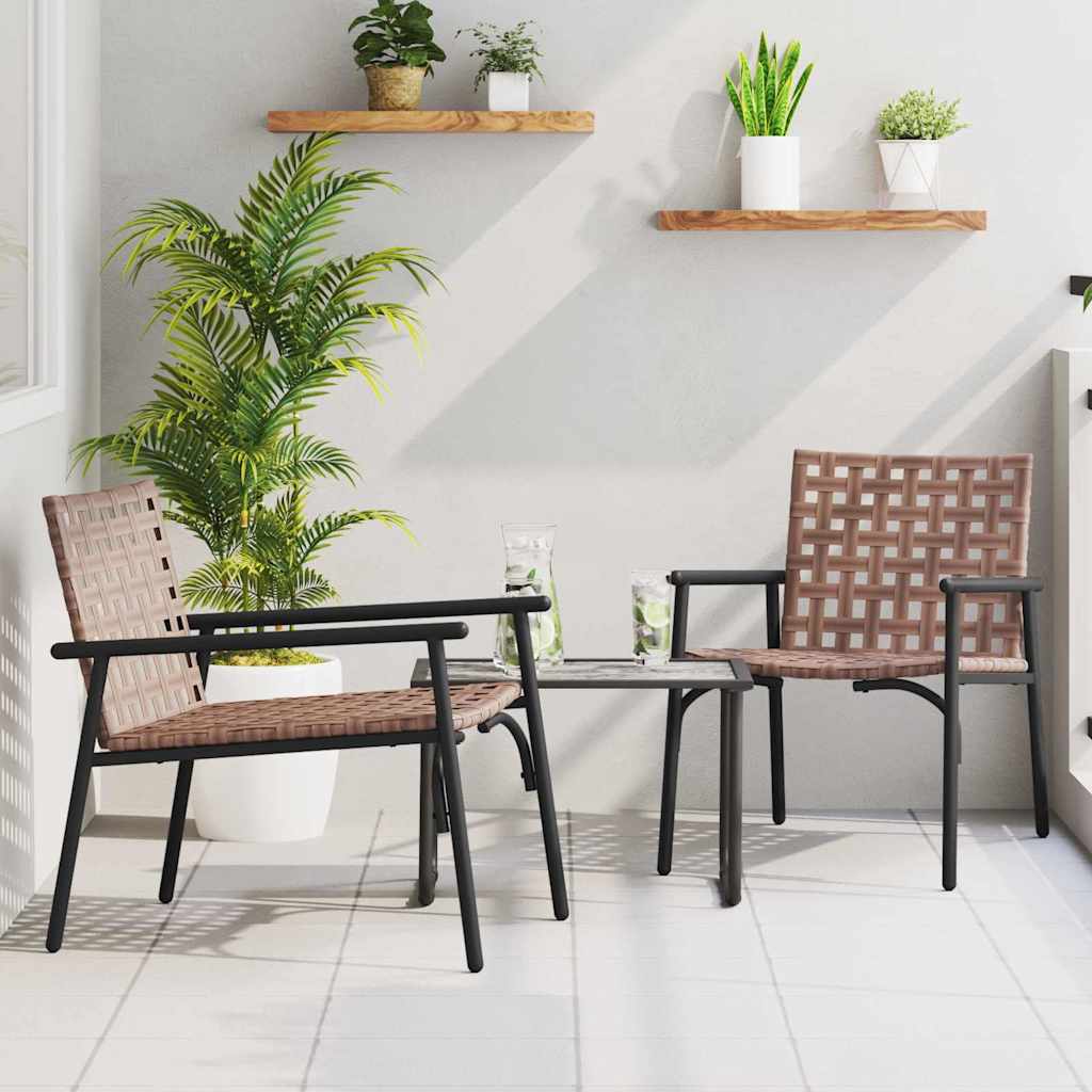 vidaXL Gartenstuhl 2 pcs Braun 78 x 55,5 x 75,5 cm Poly-Rattan
