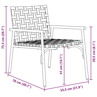 vidaXL Gartenstuhl 2 pcs Braun 78 x 55,5 x 75,5 cm Poly-Rattan