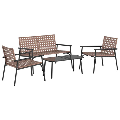 Garten Essgruppe 4 pcs Braun Poly-Rattan