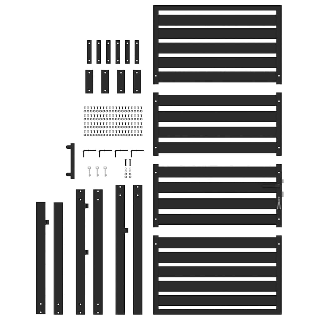 Gartentor Abschließbar Schwarz 100x180 cm Aluminium