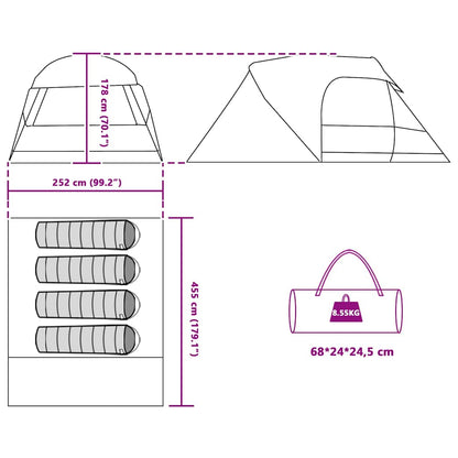 Dome Zelt für 4 Personen mit Dach Grün 455 x 252 x 178 cm