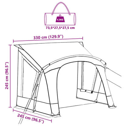 vidaXL Caravan Zelt mit Dach mit Speicher Grün 252 x 245 x 245 cm