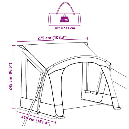 vidaXL Caravan Zelt mit Dach mit Speicher Blau 410 x 275 x 245 cm
